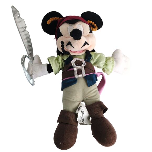 Disney Parks Pirates of the Caribbean Captain Jack Sparrow Mickey Mouse Plush - Picture 1 of 6